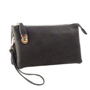 Fall Collection Wristlet Clutch w Handle - Black - Vegan